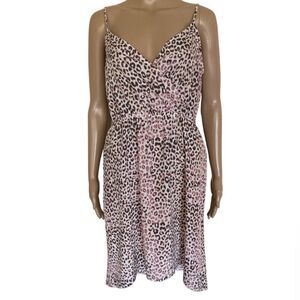 Kardashian Kollection White Purple Cheetah Print Vacation Beach Hi-Low Dress M